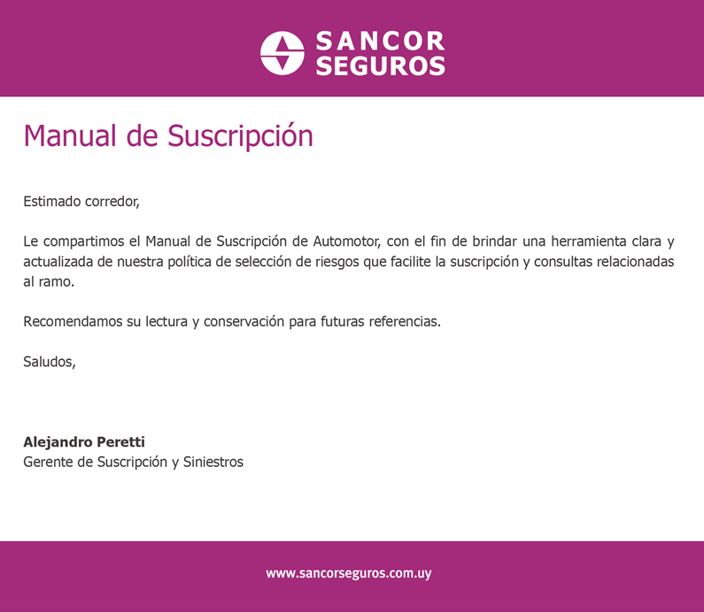 Normas de suscripción Automotor